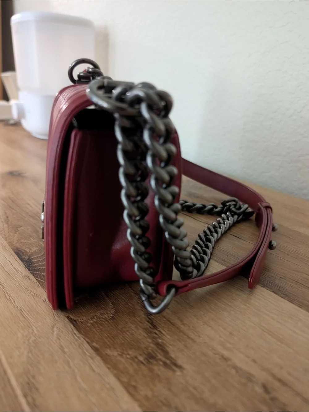 CHANEL Quilted Boy Crossbody Bag - Deep Wine Red